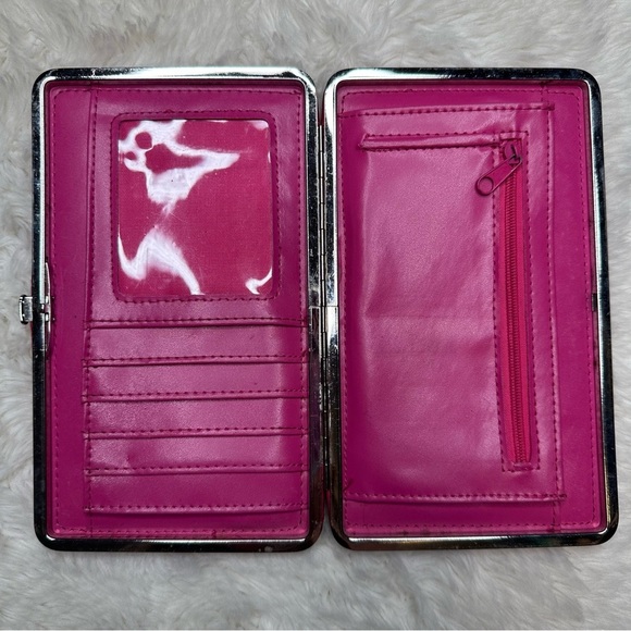 Clutch Wallet Faux Embossed Crocodile Print Pink - Picture 8 of 16